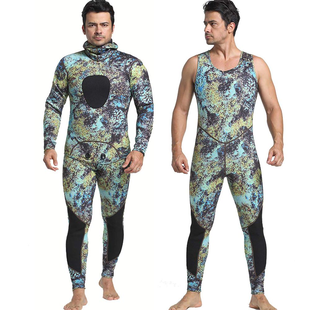 Open Cell Vest Pants Camo Spearfishing Wetsuit - Wetop