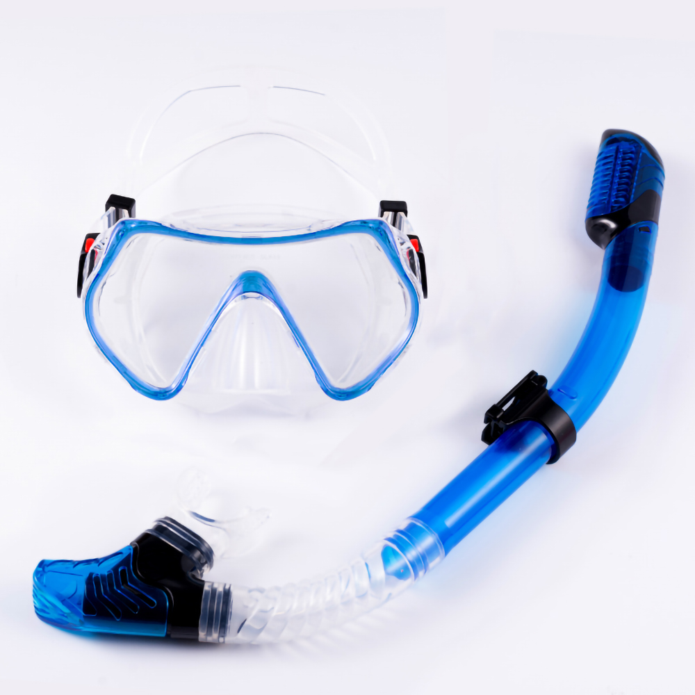 Wave Swimming Silicone Resistant Tempered Glass Diving Spearfishing Mask  Snorkel Set Snorkeling
